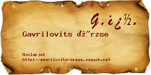 Gavrilovits Örzse névjegykártya